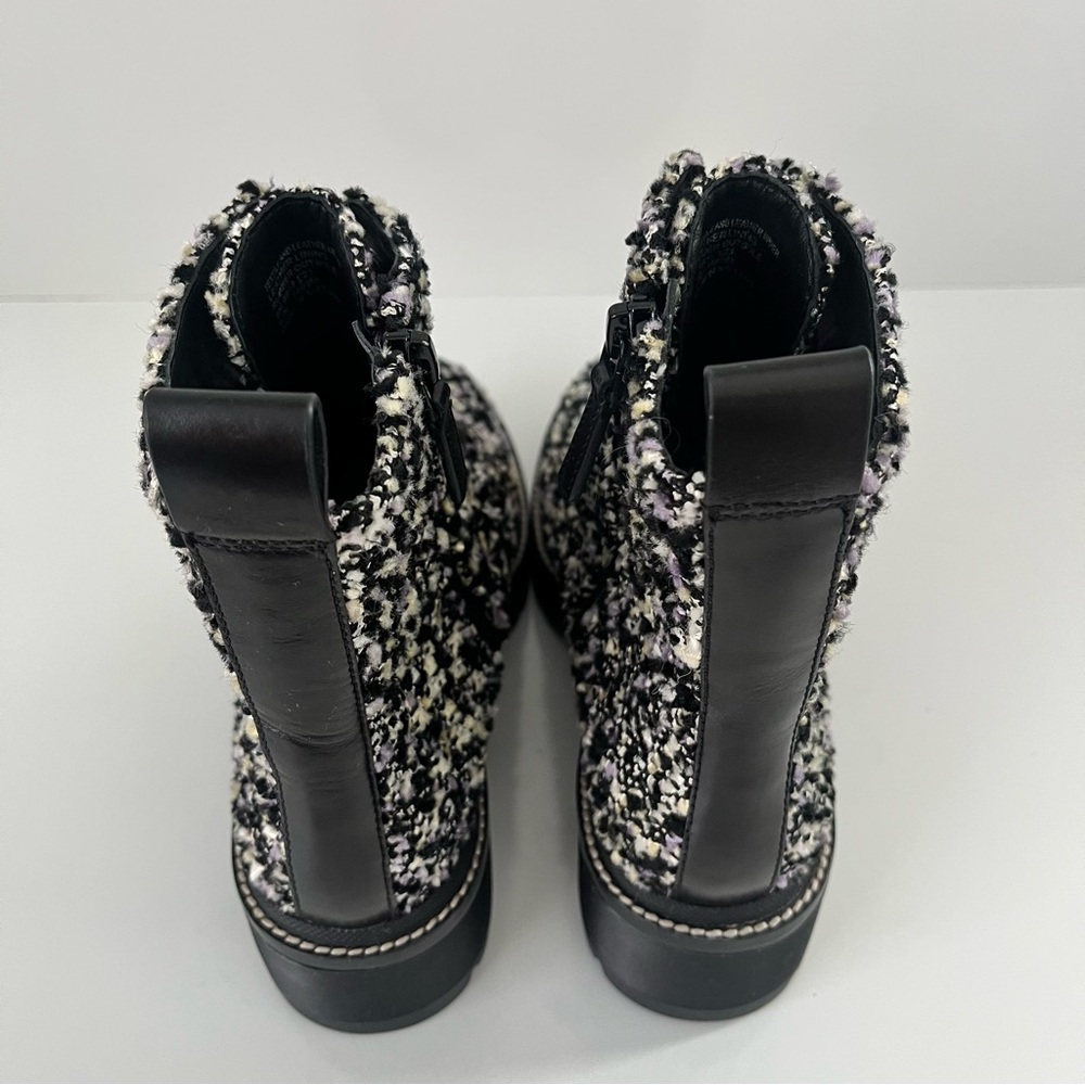Tory Burch 50mm Tweed Lug Sole Combat Boots in Black/Multi - Picture 9 of 13